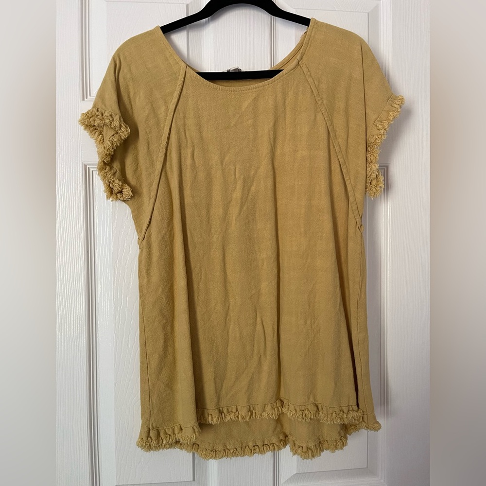 Umgee flowy top with fringed detail